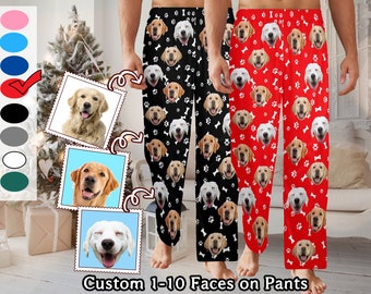 Custom Pajama Pants with Picture Made in USA, Personalized Pajama Pants with Face for Woman Man, Dog Pants for Birthday/Valentine's Day Gift