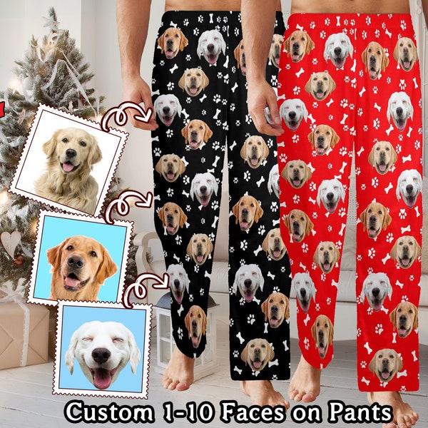 Benutzerdefinierte Pyjama-Hose mit Bild Made in USA, personalisierte Pyjama-Hose mit Gesicht für Frau Mann, Hundehose für Geburtstags- / Valentinstagsgeschenk