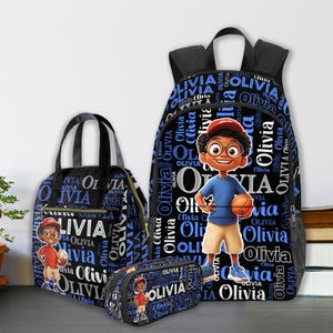 Personalized Backpack for Boys Girls, Custom School Bookbag with Name, Customize Lunch Pack, Custom  Lunch Bag for kids, Back to School Gift