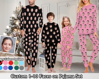 Conjunto de pijama personalizado con imagen, pijama familiar personalizado con foto, pijama de Navidad familiar personalizado con cara, pijama de despedida de soltera