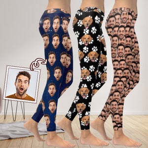 Custom Face Smash Low Rise Leggings, Personalized Photo Women's Leggings,Anniversary/Birthday/Mother's Day Gifts for Workout&Fitness