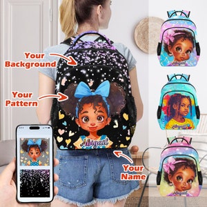 Custom School Bookbag, Personalized Backpack with Text, Custom Travel Backpack, Name Print Bookbags, Gift for Girls, Back to School Gift