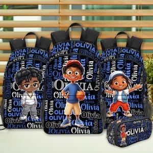 Personalized Black Boy Bookbag, Custom Name School Bag, Black Boy Name Bag, Birthday Gifts, Customize Backpack, Back to School Gifts for Kid