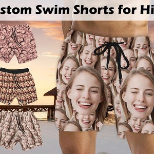 Custom Face Swim Shorts for Dad/Husband/Boyfriend, Personalized Photo Swimwear, Photo Swim Trunks, Picture Shorts Father&#39;s Day Gifts for Dad