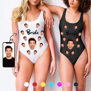 Custom Bride Swimsuit with Face Personalized Photo Brides Swimwear, Bachelorette Party Swimsuits,Birthday/Anniversary/Bachelorette Gifts image 6