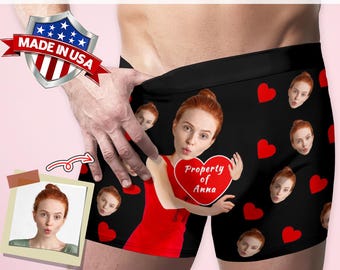 Custom Face Boxer Briefs, Personalized Photo Underwear, Husband/Boyfriend Gift