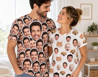 Custom Face T-Shirt,Personalized Photo Shirt for Men & Women, Family/Birthday Gifts