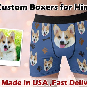 Personalized Pet Photo Boxer Briefs, Custom Dog Face Underwear