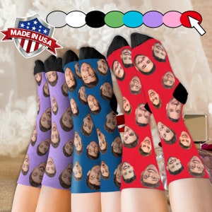 Custom Photo Socks Made in USA, Personalized Socks with Picture, Put Any Face on Socks, Custom Dog Socks, Design Socks Gift for Man Women