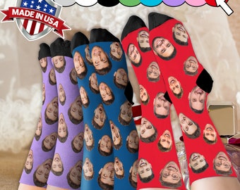 Benutzerdefinierte Socken mit Gesicht Made in USA, personalisierte Bildersocken für Mama, Setzen Sie ein beliebiges Foto auf Socken, Hundesocken, Design Socken Geschenk zum Muttertag