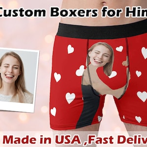 Boxer personnalisé pour hommes, sous-vêtements avec Photo peronalisée, cadeau d'anniversaire pour petit ami, cadeau pour mari