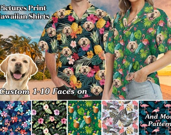 Custom Hawaiian Shirt with Dog Face for Man/Women, Personalized Tshirts with Pet Photo, Picture Print Hawaiian Shirt Gift for Bachelor Party