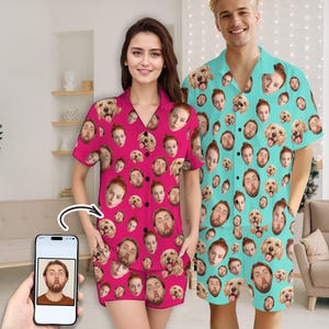 Benutzerdefinierte Pyjama Set, Gesichtspyjamas anpassen, Weihnachtsgeschenke