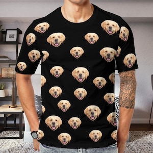 Custom T-shirt with Dog Face for Men, Personalized Pet Photo TShirt, Custom Shirts with Picture Gift for Boyfriend Dad Bachelorette Party