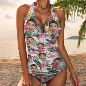 Custom Swimsuit with Face, Personalized Swimwear with Photo, Custom Picture Bathing Suit,Photo Swimming Suits Gift for Girlfriend Wife Women