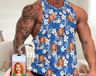 Custom Face Tank Top, Personalized Photo Sleeveless Shirt