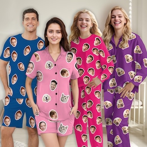 Benutzerdefiniertes Gesichtspyjama-Set, personalisierte Fotopyjamas, Weihnachtsgeschenk