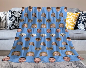 Benutzerdefinierte Decke mit Gesicht Made in USA, personalisierte Decke mit Foto, Bild auf Decken für Freunde Familie, Geschenk zum Geburtstag Jubiläum