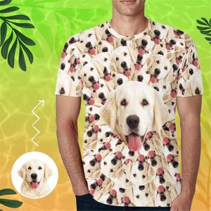 Custom Pet Face T-shirt Boyfriend Dad, Personalized Dog Photo Tshirts, Custom Picture Print Shirts, Birthday Gift for Boyfriend Husband Dad