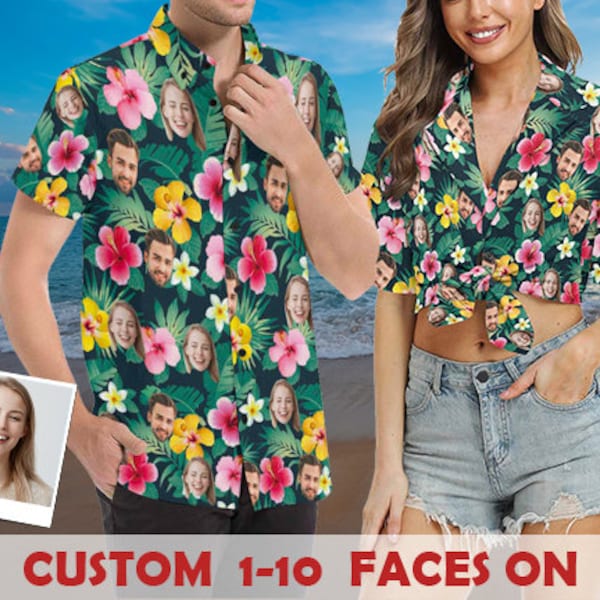 Chemise hawaïenne personnalisée pour homme/femme, chemise de plage personnalisée avec photo, chemise hawaïenne à impression photo, chemise personnalisée pour enterrement de vie de jeune fille