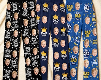 Pyjamabroek op maat, pyjamabroek voor beste vader ooit, fotocadeau voor vader, Vaderdagcadeau