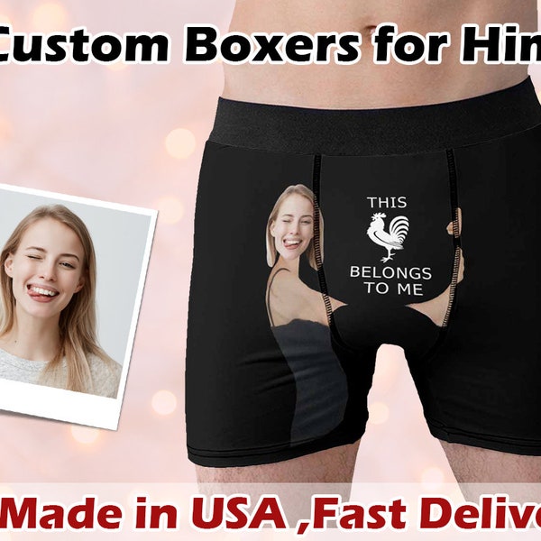 Custom Boxer Briefs for Men Personalized Face Photo Print Underwear, Design Anniversary Birthday Gift for Boyfriend Gift for Husband