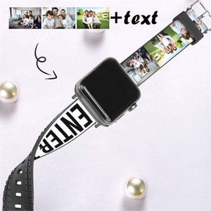 Custom Photo&Text Watch Strap for Watch, Personalized Name Bands Compatible with All Watch Series 1,2,3,4,5,6,SE, Anniversary Gift