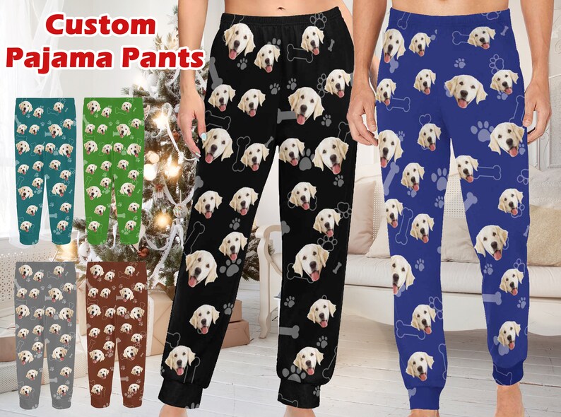 Custom Pajama Pants With Dog Face for Woman Man Personalized Etsy
