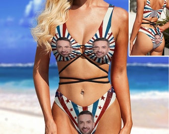 Custom American Flag Bikini With Face, Personalized Photo Swimwear,  Customize Picture on Swimsuit, Custom Bathing Suits for Independence Day -   Canada