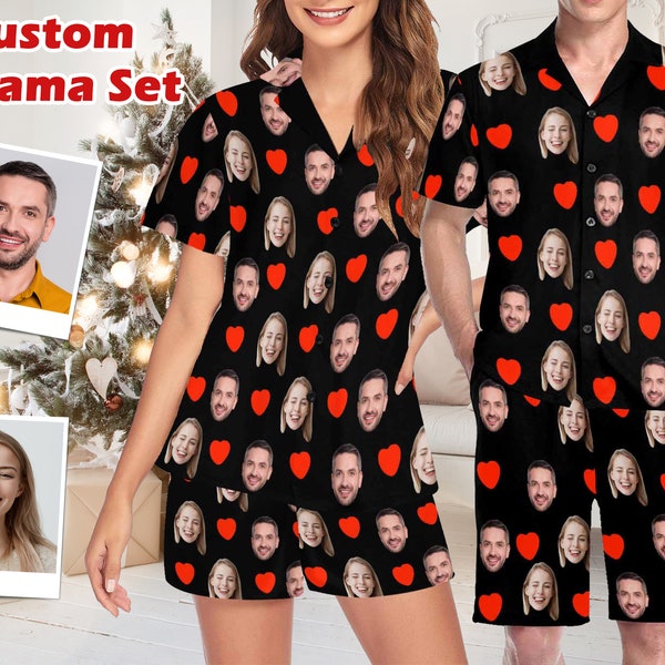 Custom Pajama Set with Face, Personalized Dad Photo Pajamas, Custom Couple pajamas, Party Pajamas, Valentine's Day/Bachelorette Party Gift