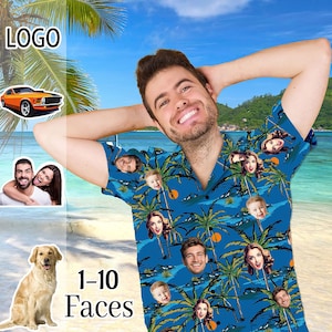 Personalized Hawaiian Shirt with Face, Custom Hawaiian Shirt with Photo, Custom hawaiian shirt logo, All Over Print Hawaiian Shirt for Men