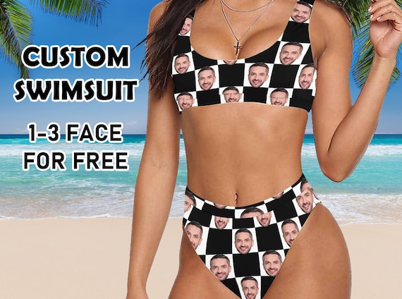Custom Face Sexy Bikini, Customize Photo Swimsuit, Personalized