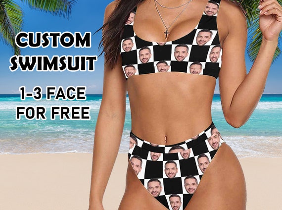 Custom Face Sexy Bikini, Customize Photo Swimsuit, Personalized