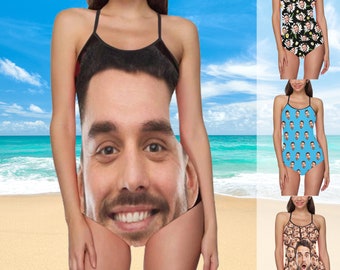 Custom Swimsuit with Boyfriend Face, Customize Photo Bathing Suit, Personalized Picture Swimwear, Swimming Suit, Bachelorette Party Gift