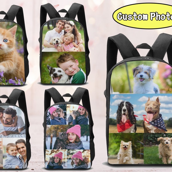 Personalized Backpack with Picture, Custom School Bookbag with Photo, Custom Photo Travel Backpack,Image on Bookbags, Back to School Gift