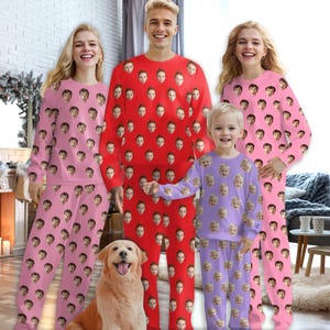 Custom Face Pajama for Woman Man, Custom Pajama Set with Face, Personalized Pajama Pants Dog Face, Pajamas Party, Family Pjm, Christmas Gift