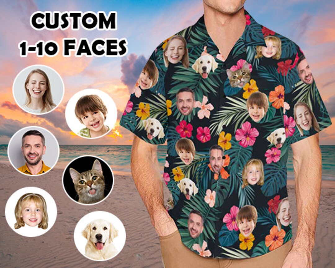 Custom Face Hawaiian Shirt Made in USA Personalized Photo Etsy
