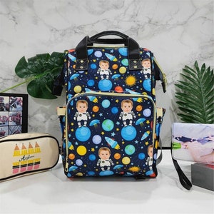 Custom Name Diaper Bag for mom, Personalized Waterproof Nylon Backpack for Mommy and Baby, Customize Backpack with Text