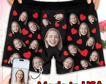 Personalized Face Boxers, Custom Underwear for Husband, Boyfriend Gifts