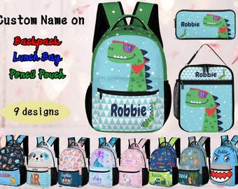 Custom Backpack with Name, Personalized School Bookbag with Text, Custom Name on Lunch Bag Pencil Pouch Travel Backpack, Back to School Gift