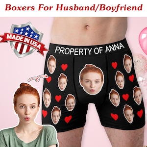 Boxers personnalisés avec photo et nom, sous-vêtements personnalisés avec photo pour la fête des pères, caleçons illustrés, caleçons personnalisés pour papa/mari