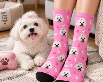 Custom Pet Photo Socks, Personalized Dog/Cat Faces, All-Over Print (Men's, Women's, Kids')