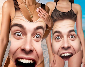 Personalized Photo Swimsuit,Custom Big Face Bathing Suit,Bachelor Gift