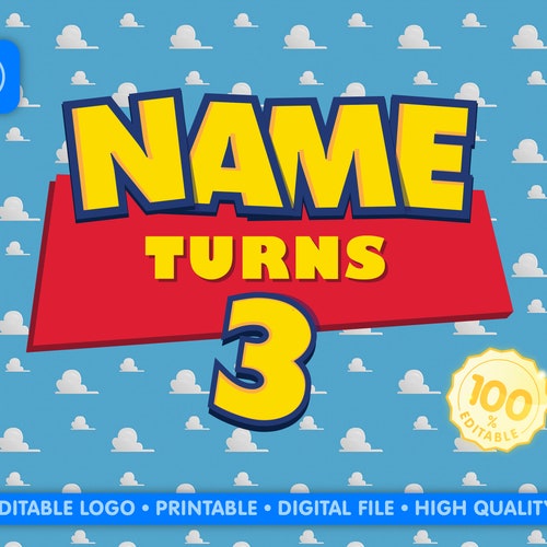 Toy Story Logo Customized With Name Digital File Backdrop Size Etsy