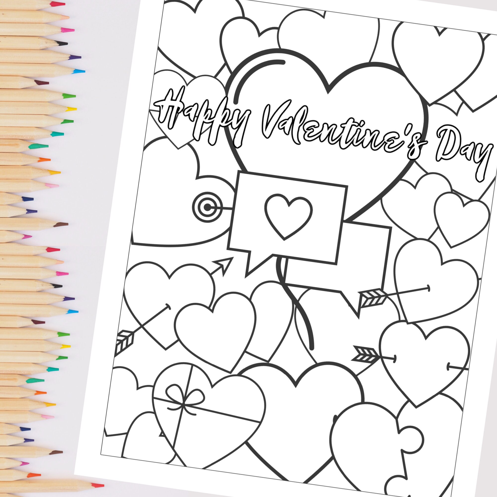 Valentine's Day Coloring Page for Kids or Adults | Instant Download and ...