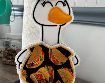 Adorno único hecho a mano con forma de ganso para toallas de papel con motivo del Cinco de Mayo.