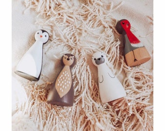 9 cm Winter Animal Peg Dolls