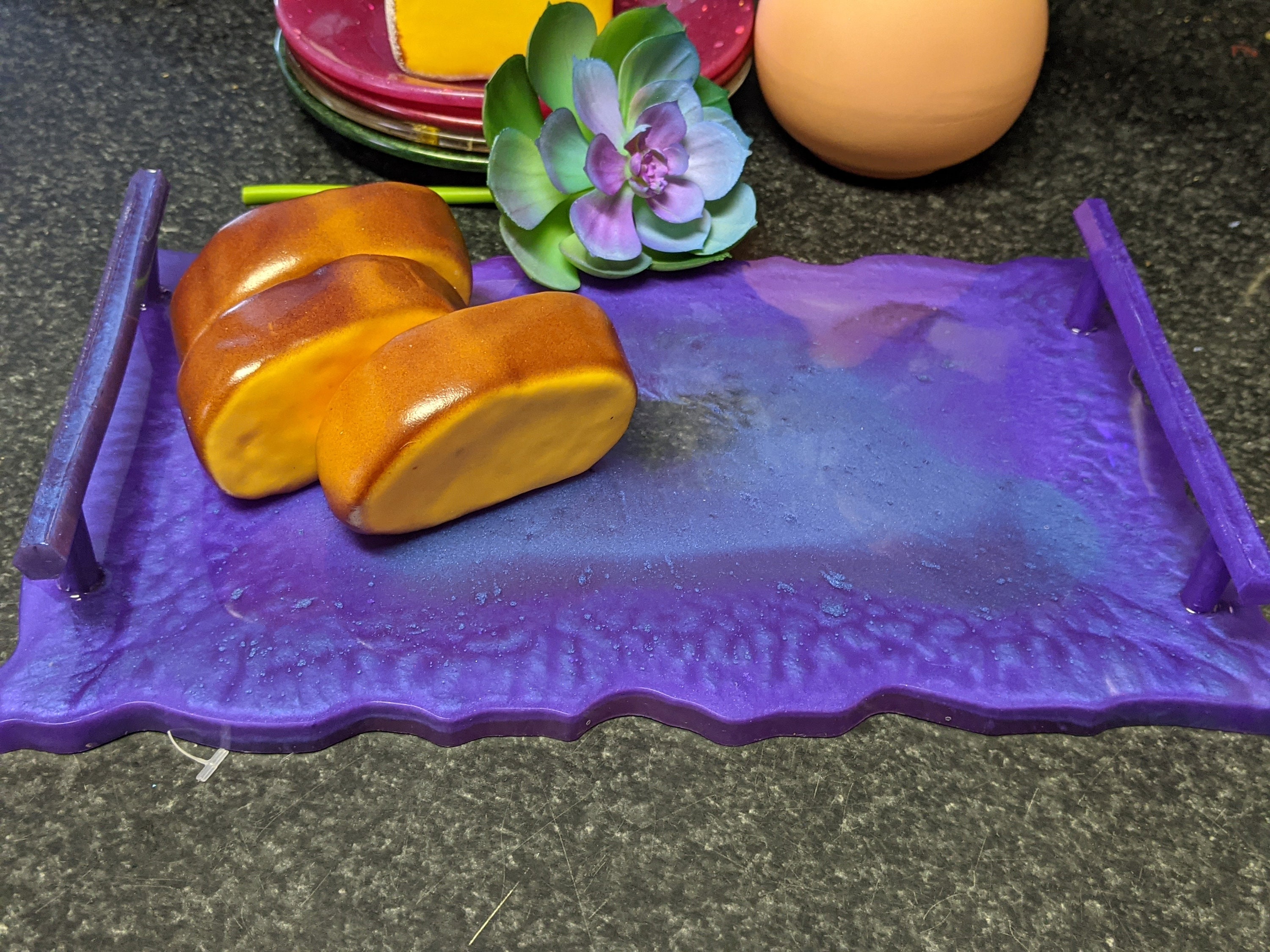 Purple and Steel Serving Tray Etsy