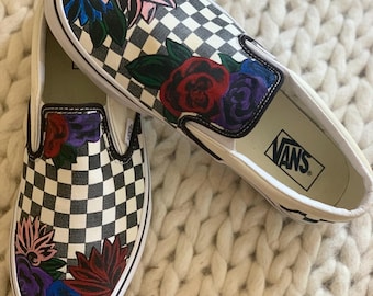 vans rose checkered