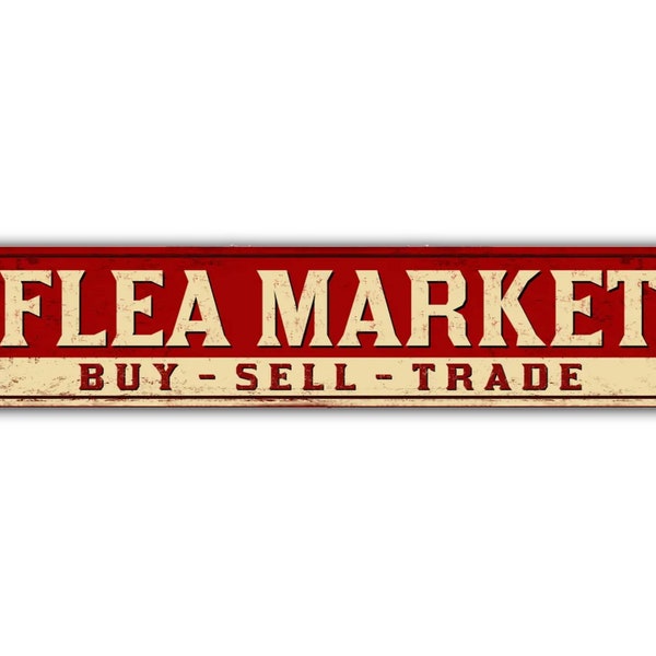 Flea Market Buy Sell Trade Street Sign Vintage Retro Rustic Patio Home Décor Gift Metal Print Present